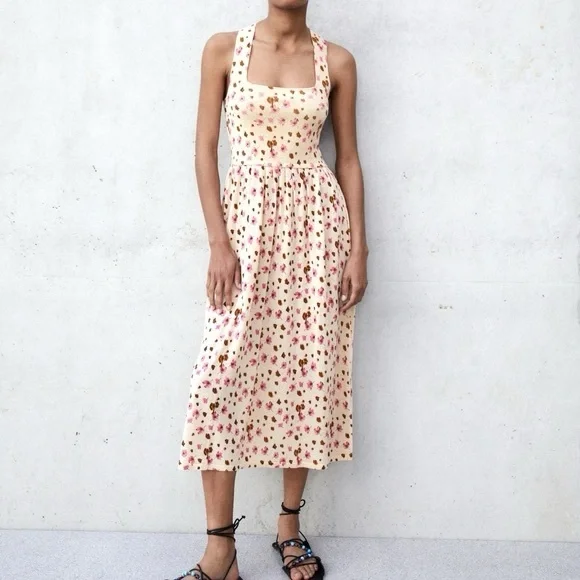 knee length dresses for ladies Zara One Shoulder Midi Dress - Olive Palm main image 1